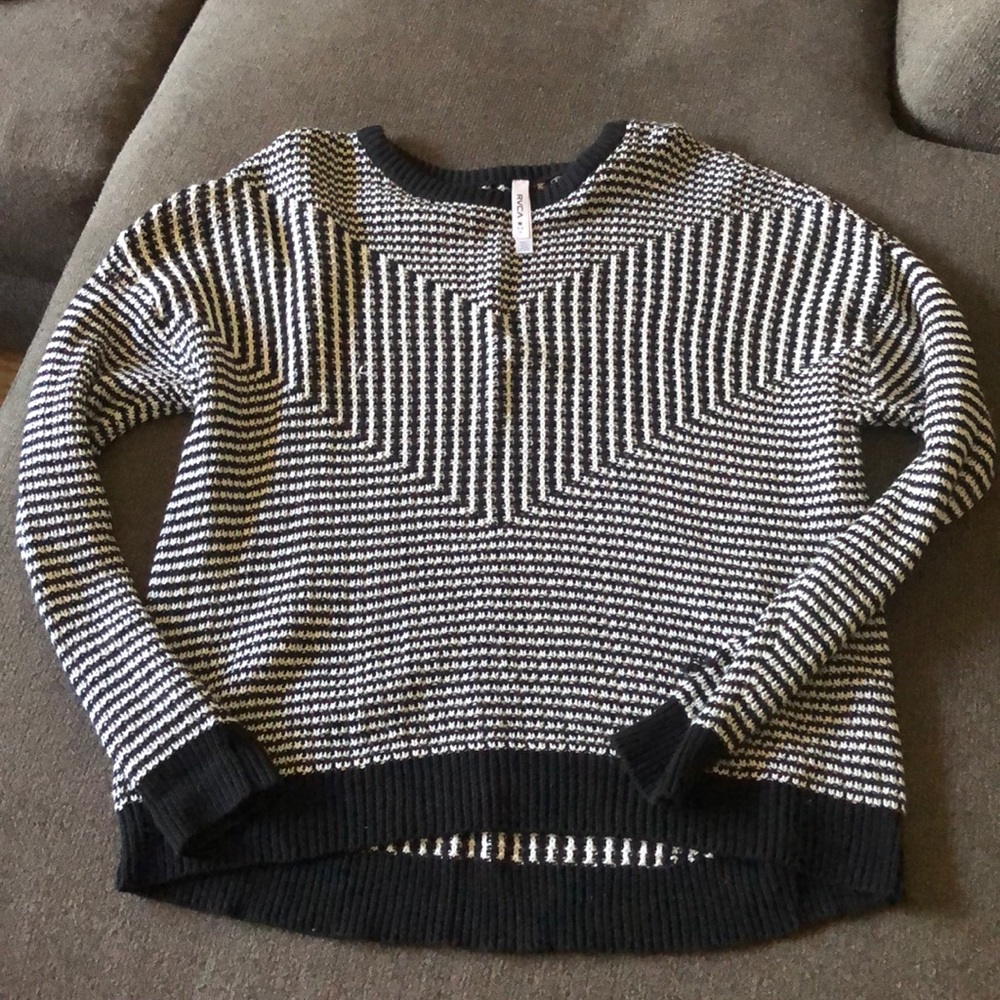 RVCA Black and White Striped Sweater